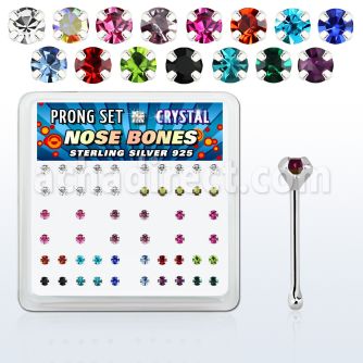 nbp14mx caja display piercing nariz hueso plata 925 0 6mm cristal redondos 2mm venta