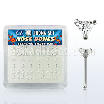 nbztrc caja display piercing nariz hueso plata esterlina 925 0 6mm zirconia claras tri 3mm venta