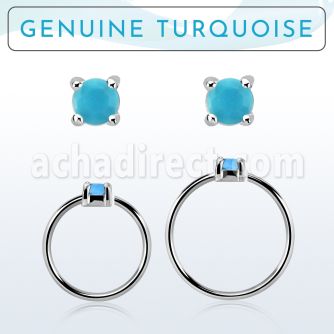 nhge7 aro continuo nariz plata 925 con genuina 2mm turquesa engastada distribuidor