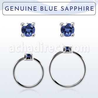 nhge9 aro continuo nariz plata 925 con genuina 2mm zafiro azul engastada distribuidor