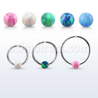 nr31o aro nariz continuo plata 925 1mm bola opalo 3mm al por mayor