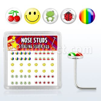 nslgx5 caja display piercing nariz l plata esterlina 925 0 6mm estilos logos variados distribuidor mayorista