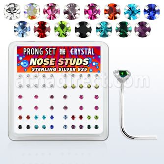nsp14mx caja display piercing nariz l plata 925 0 6mm cristal redondo 2mm venta