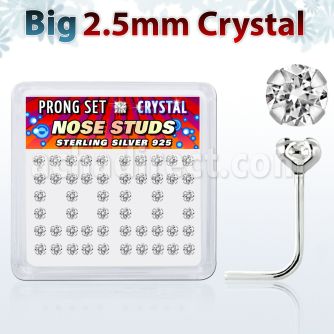 nsp19cx caja display piercing nariz l plata esterlina 925 0 6mm cristal claro 2 5mm distribuidor mayorista