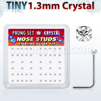 nsp6cx caja display piercing nariz l plata esterlina 925 0 6mm cristal claro 1 25mm al por mayor