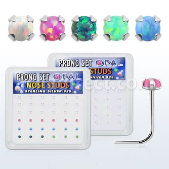 nspo15 caja 36 piercing nariz l plata 925 0 6mm opalos sinteticos redondos 1 5mm mayorista