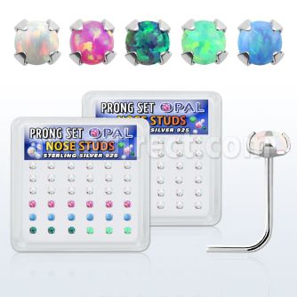 nspo25 caja 36 piercing nariz l plata 925 0 6mm opalos sinteticos redondos 2 5mm mayorista