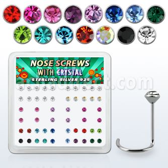 nw14mx caja display 52 piercing nariz l plata esterlina 0 6mm cristal 2mm venta