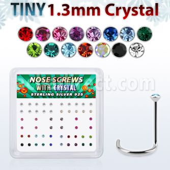 nw6mx caja display 52 piercing nariz l plata esterlina 0 6mm cristal 1 25mm distribuidor