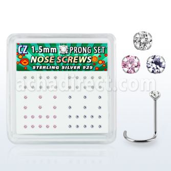 nwzbxm caja display 52 piercing nariz l plata esterlina 0 6mm zirconia 1 5mm distribuidor mayorista