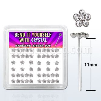 nyflbxc caja display piercing nariz doblar tu mismo plata esterlina 925 0 6mm flor cristal claro 1mm distribuidor