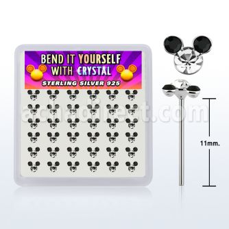 nymos36b caja display 36 piercing nariz hueso plata esterlina 925 0 6mm 3 cristal redondos cara raton mayorista