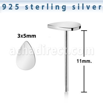 nyvdr 925 sterling silver nose stud teardrop shaped top
