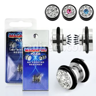 pkmp99 plug falso magnetico acero quirurgico cristal anillos goma 8mm 1 pieza mayorista