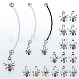 pnd673 piercing ombligo embarazada bolas 5mm acero arana cristal longitud 50mm venta