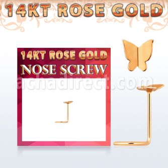 rsbt2 piercing nariz oro rosa 14 kts 0.6mm mariposa moderna oro lisa 2 5mm al por mayor