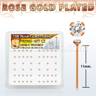 rsnyzbc caja display piercing nariz doblar tu mismo plata esterlina 0 6mm oro rosa zirconia claras redondas 1 5mm mayorista