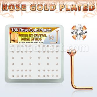 rssp14xc caja display piercing nariz l plata esterlina 0 6mm oro rosa cristal claro redondo 2mm distribuidor mayorista