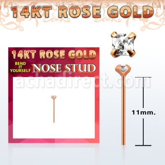 ryzqc1 piercing nariz doblar tu mismo oro rosa 14 kts 0 6mm zirconia cuadrada 2mm distribuidor mayorista
