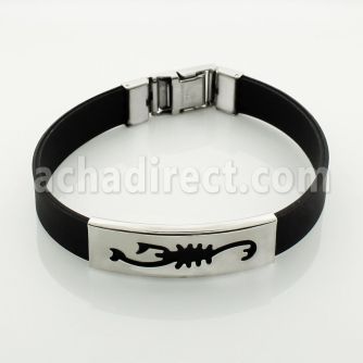 sbl14 brazalete banda piel lamina brillo espejo acero inosidable escorpio grabado distribuidor mayorista