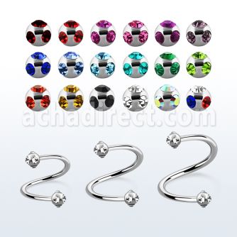 spec3 espiral ceja acero quirurgico bolas multi joya 3mm al por mayor