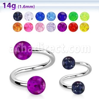spgt5 316l steel spiral acrylic glitter balls 5mm