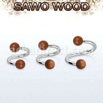 spsw5 espiral organica barra acero 316l bolas madera sawo 5mm mayorista