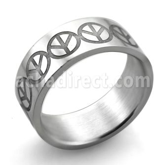 sr233 anillo tallado acero inoxidable brillo espejo signo paz conectado mayorista