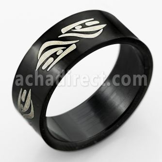 srb59 anillo acero inoxidable anodizado negro tribal ola gruso mayorista