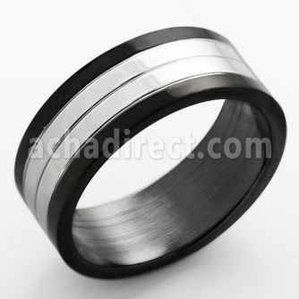 srb63 anillo acero inoxidable anodizado negro linea centro acero inoxidable brillo espejo venta
