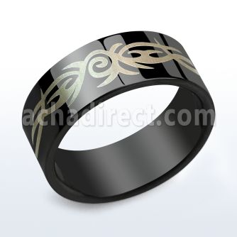 srb9 anillo acero inoxidable anodizado negro tribal distribuidor