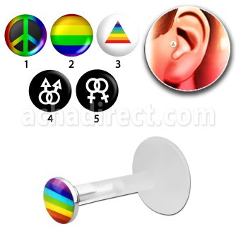 trgl2 piercing tragus bio flexible plata esterlina presion 3mm logos orgullo gay venta
