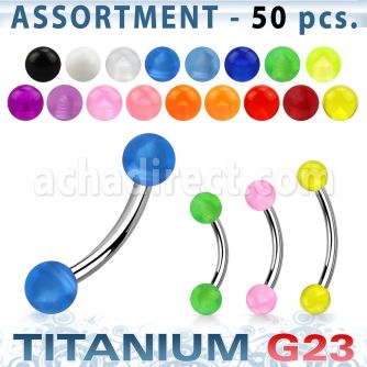 ublk139 surtido piercings 50 bananas ceja titanio g23 bolas acrilico uv 3mm distribuidor mayorista