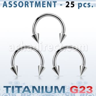 ublk23 surtido piercings 25 barbells circulares titanio g23 conos 3mm mayorista