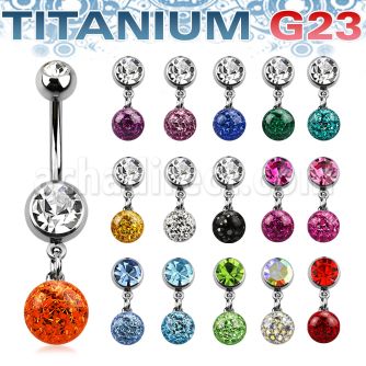 umcd626 piercing ombligo titanio g23 bolas joya bisel 5 8mm bola multi cristal 8mm 10mm venta