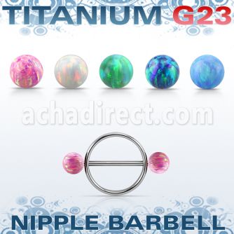 uonpe5 pezonera pezon redonda acero quirurgico barbell titanio g23 bolas opalo sinteticas 5mm mayorista
