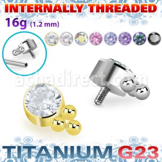 ushz24in titanium g23 top bezel cz three balls cluster