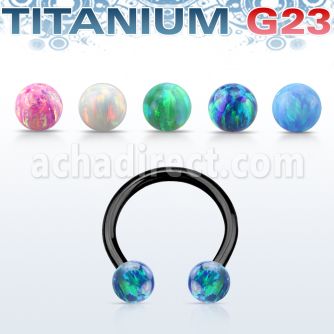 utcbeop4 barbell circular titanio g23 anodizado bolas opalo 4mm distribuidor mayorista