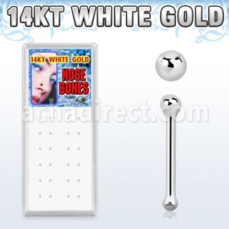 wgnbbx caja display 24 piercing nariz hueso bola oro blanco 14 kts chapado rodio distribuidor mayorista