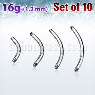 xbn16g pack 10 barras bananas ceja acero 316l brillo espejo rosca 6mm 14mm distribuidor