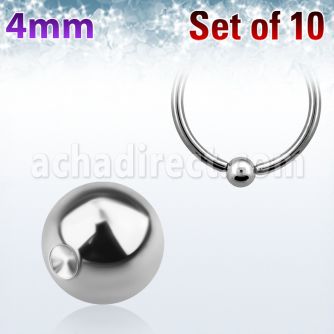 xdpb4 pack 10 bolas hendiduras acero 316l brillo espejo 4mm anillos cierre bola puede utilizarse lados distribuidor mayorista