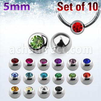 xdpbc5 pack 10 bolas anillo cierre acero 316l 5mm cristal bisel encaja anillos al por mayor