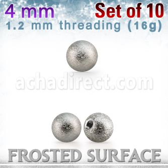 xfobal4s pack 10 bolas acero quirurgico 4mm superficie efecto esmerilado rosca distribuidor