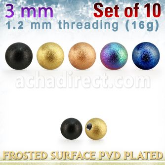 xfobt3s pack 10 bola acero 316l pvd 3mm superficie efecto esmerilado rosca al por mayor