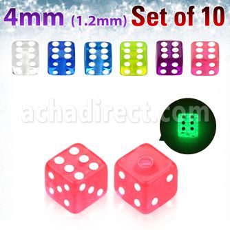 xgldi4s set 10 dados acrilicos brillan oscuridad 4mm rosca mayorista