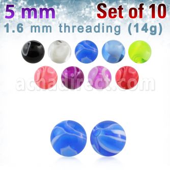 xmbbal5 set 10 bolas acrilicas marmoladas 5mm rosca al por mayor