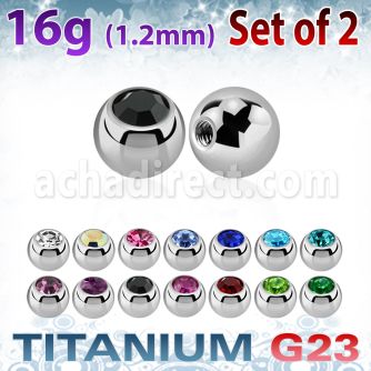 xujb4s set 2 bolas titanio g23 brillo espejo 4mm cristal bisel rosca venta