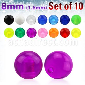 xuvb8 set 10 bolas acrilico uv 8mm rosca al por mayor