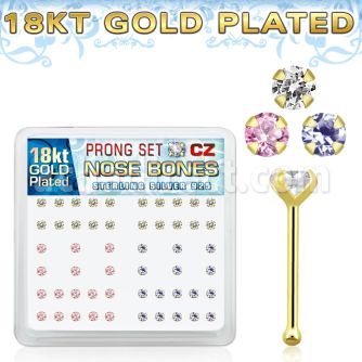 18bz25xm caja display piercing nariz hueso plata esterlina 925 0 6mm oro 18 kts grandes zirconia 2 5mm mayorista