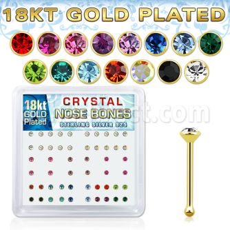 18nbbxm caja display piercing nariz hueso plata esterlina 925 0 6mm cristal redondos 1 5mm oro 18 kts venta